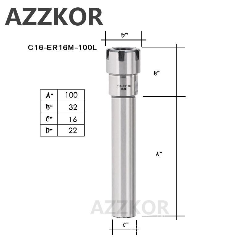 Straight Shank Handle Engraving Clamp Extension Collet Type M Chuck Holder Rod Tools Elongation ER8 ER11 ER1620 Milling System: C16-ER16M-100L