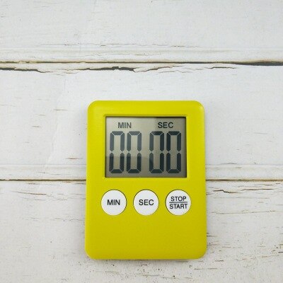 8 Kleuren Eenvoudige Vierkante Lcd Digital Koken Timer Student Leren Timer Keuken Bell Stopwatch Voor Keuken Bakken Countdown: YELLOW