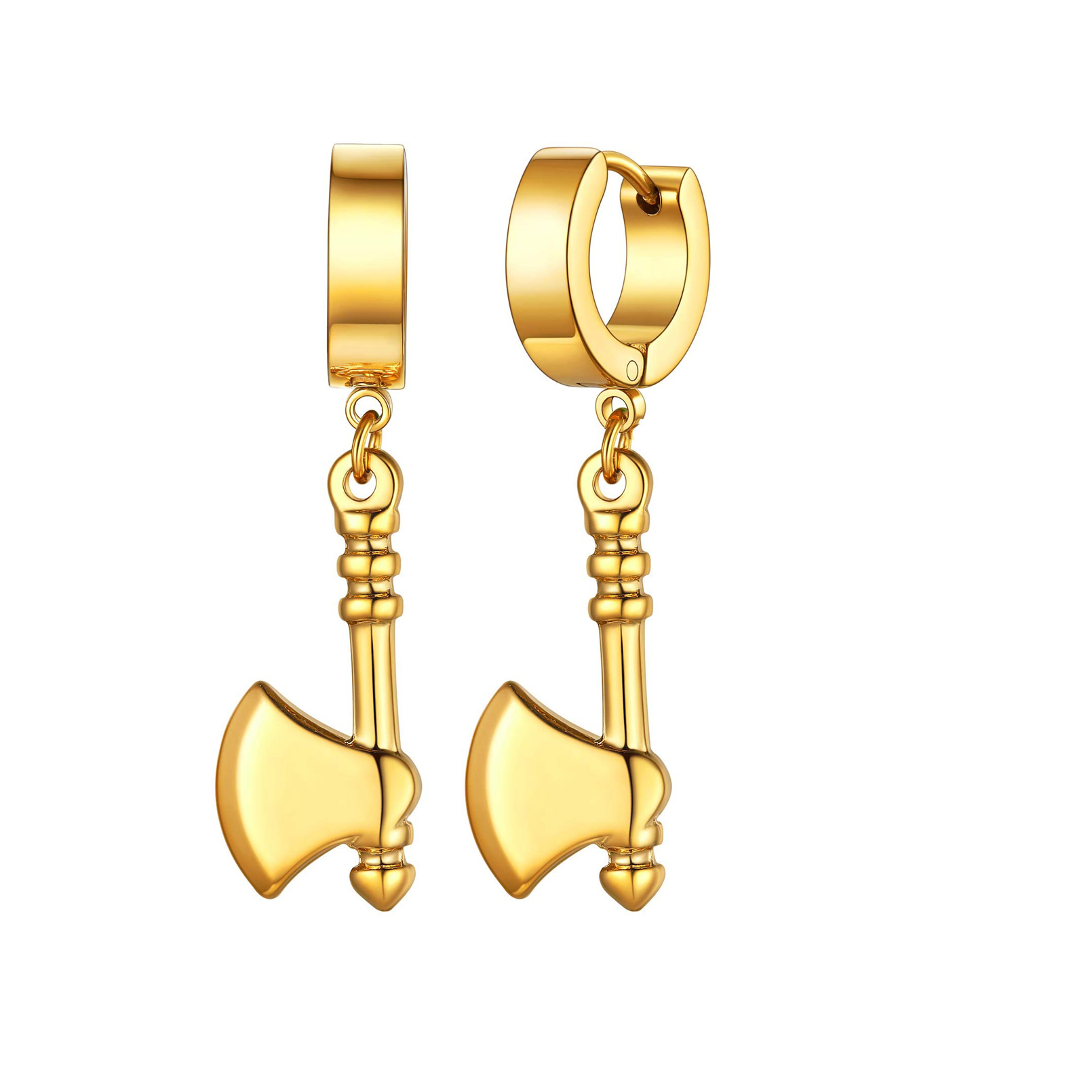 Pendientes de daga de Color negro y plateado para hombre, pendientes de aro con calavera y hoja de espada de acero inoxidable, joyería de tatuaje de roca a la