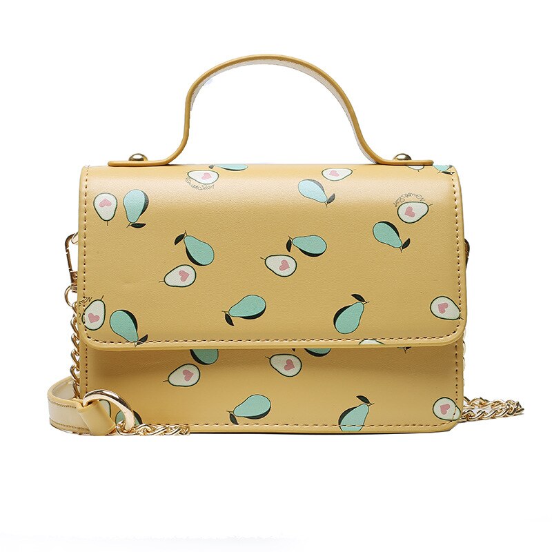 Bolso de verano con estampado de aguacate para mujer y niña, bolsas de mensajero de hombro con solapa, cadena cruzada