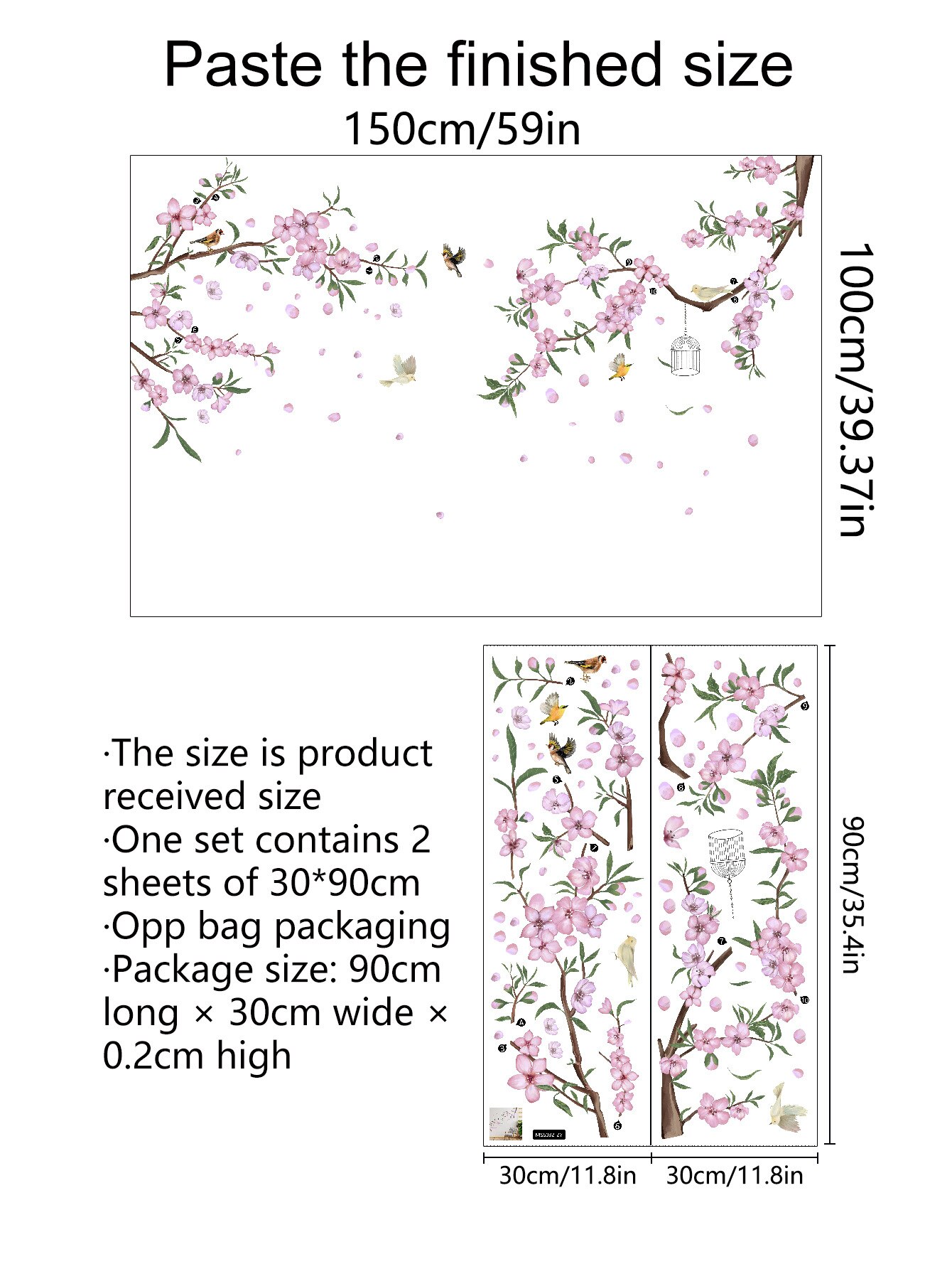 Ink Chinese Wind Branch Bird Glass Sticker Window Window Double-Sided Visual Decorative Wall Sticker: qz0640-11