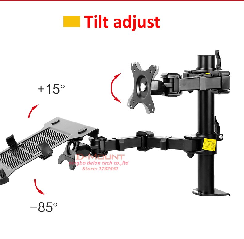 10"-15.6" laptop+10"-27" monitor bracket double arm laptop table stand notebook Desk mount laptop stand with laptop holder