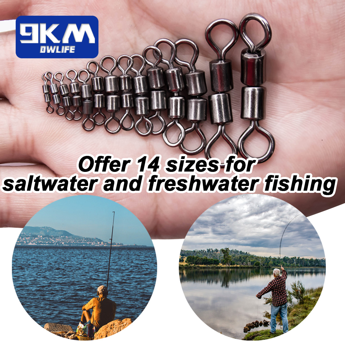 Dubbele Gezamenlijke Rolling Vissen Swivel 15 ~ 60 Stuks Rvs Zoutwatervissen Wartels Hoge Snelheid Acht Karakter Ring connector