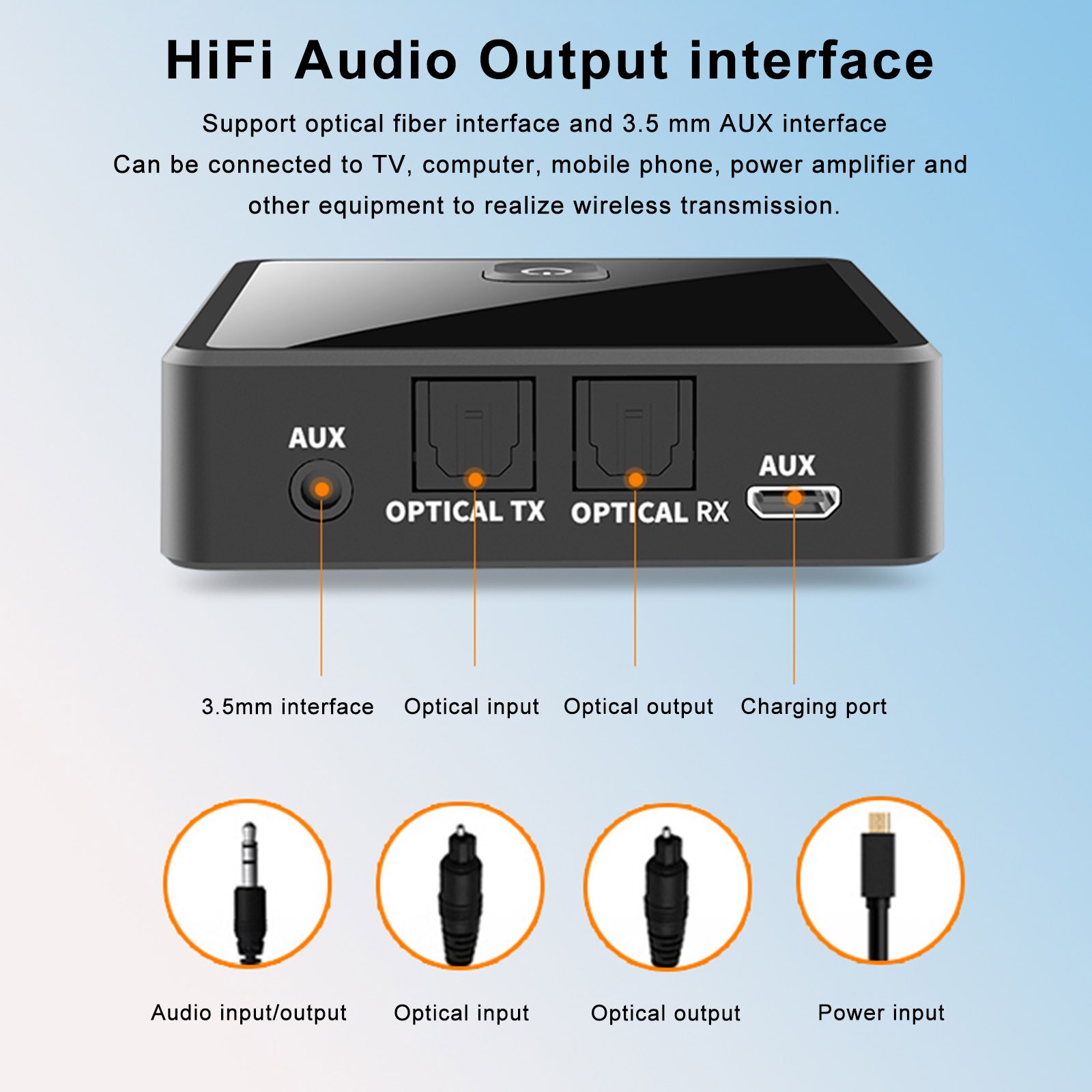 ZF-380 2 in 1 Bluetooth 5.0 Transmitter Receiver TV Speaker 3.5mm AUX Optical Adapter Audio Music Wireless Transmitter Receiver