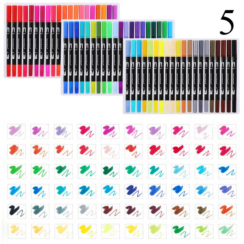 FineLiner – stylos marqueurs d'art à double pointe, 12/48/72/100/120 couleurs, pour dessin, peinture, calligraphie, fournitures d'art: 60 Colors Black