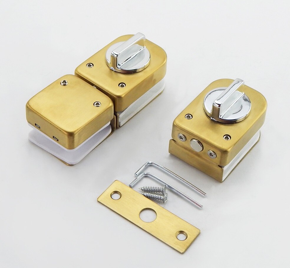 Stal nierdzewna 8-12mm pojedyncze podwójne drzwi szklane śruba przesuwna zatrzask pokrętło handlowe wejście różbyć winnym złoto czarny matowy pędzel: pojedynczy / tytan złoto