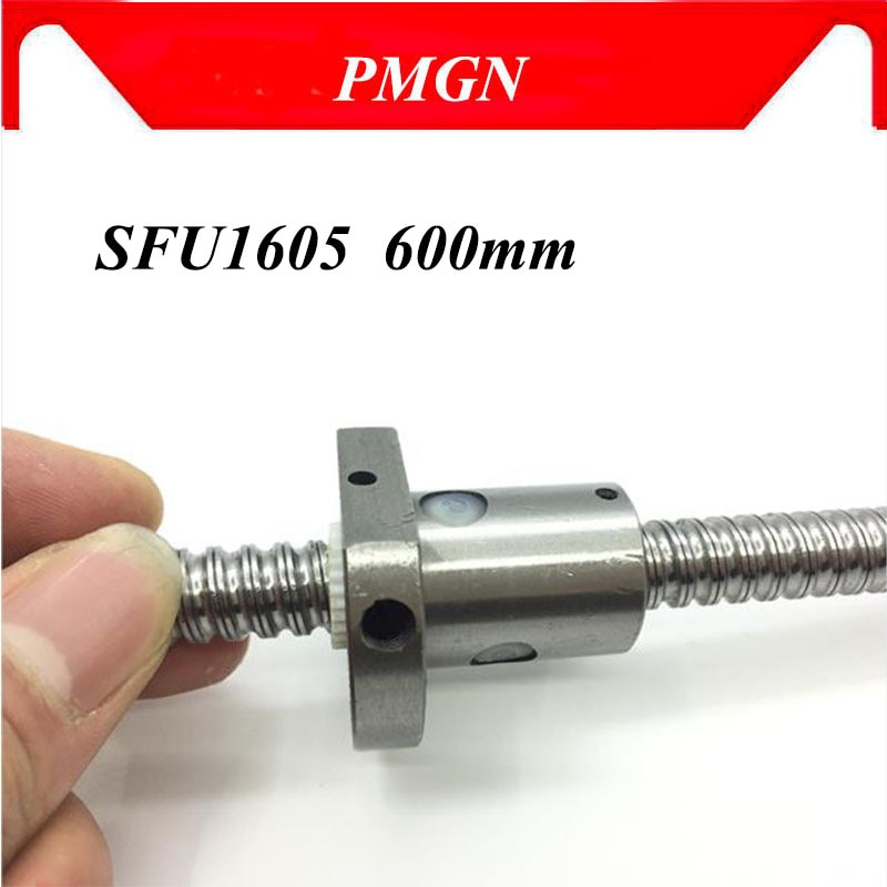 16mm 1605 Ball Screw Rolled C7 ballscrew SFU1605 600mm with one 1605 flange single ball nut for CNC parts no ends