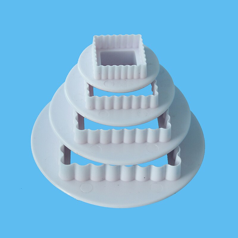 4 Pcs/Set Food Grade Plastic Square Shape Cookie Mold Cutter Cake Printing Fondant Cutter Mould Cake Decorating Tools