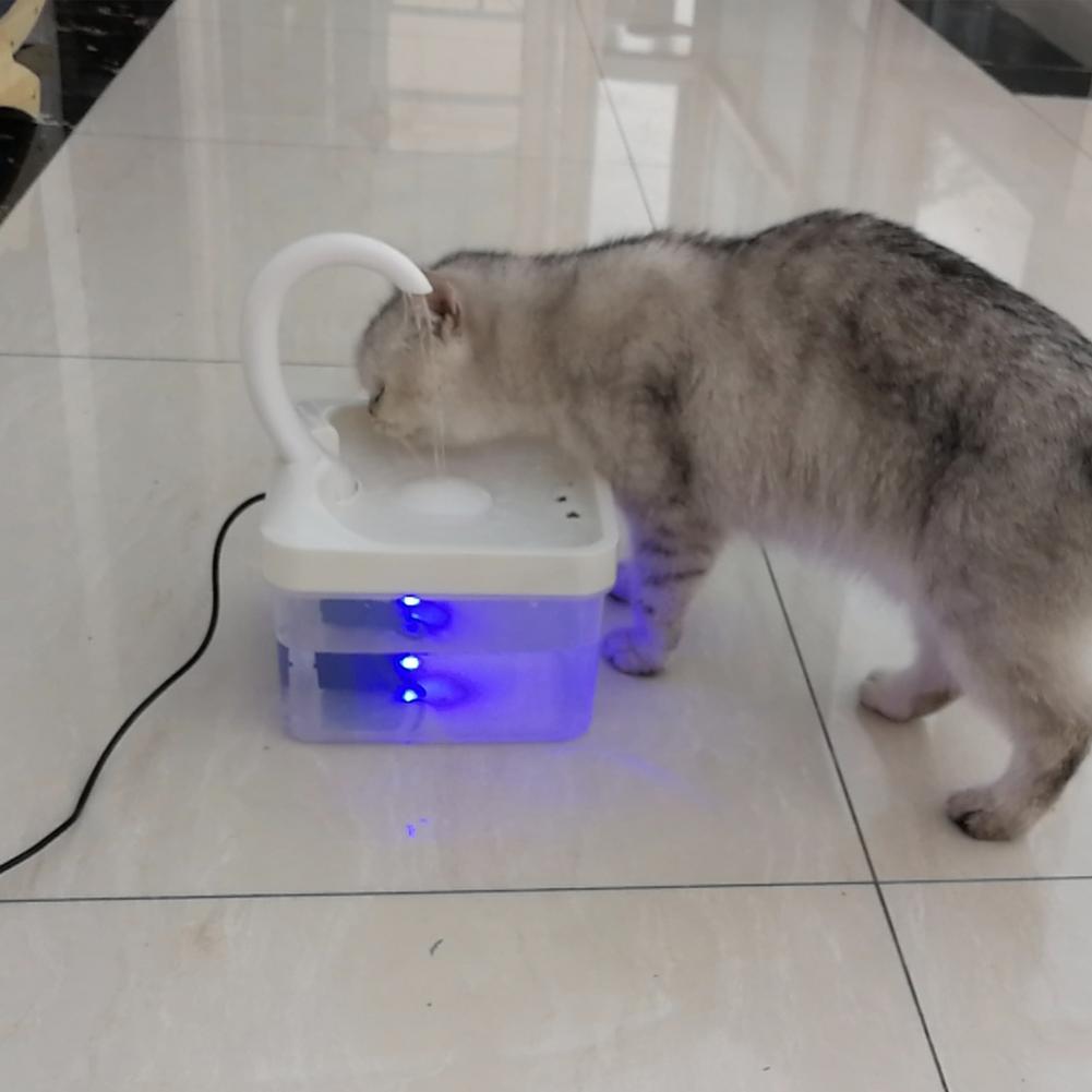 2L fontaine d'eau pour animaux de compagnie col de cygne en forme de chat distributeur d'eau USB chargeant la fontaine à boire automatique avec lumière LED pour chien de chat