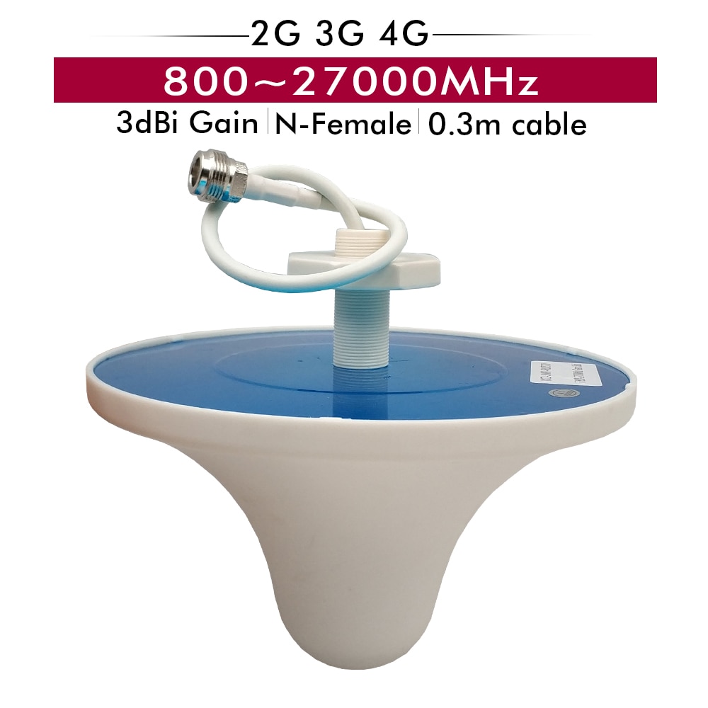 Antena de techo Omni para interiores de 3dBi Gain 2G/3G/ 4G 800-2700MHz con conector n-hembra, Cable de 0,3 m para amplificador de señal de teléfono celular