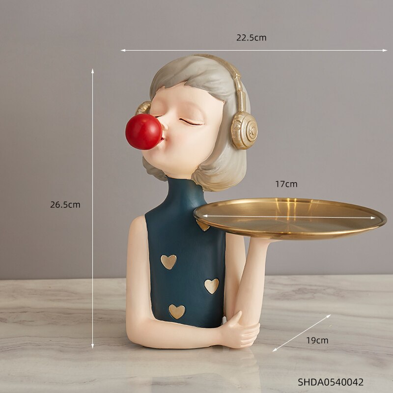 Nordic Sweet Dreamy Bubble Girl Sculpture Storage Lipstick Fruit State Living Room Decoration Bedroom Decor Accessories