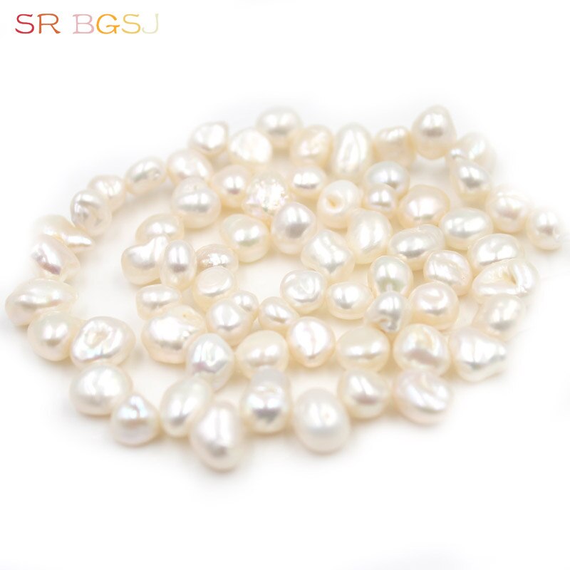 Sr 5-7mm vrije vorm barokke zoetwaterparel sieraden maken kleine afstandskralen streng 14 ": Wit