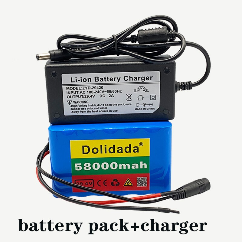 24V 58Ah 7s3p 18650 battery lithium battery 24v 58000mAh electric bicycle moped electric lithium ion Battery pack + 2A Charger: Gold