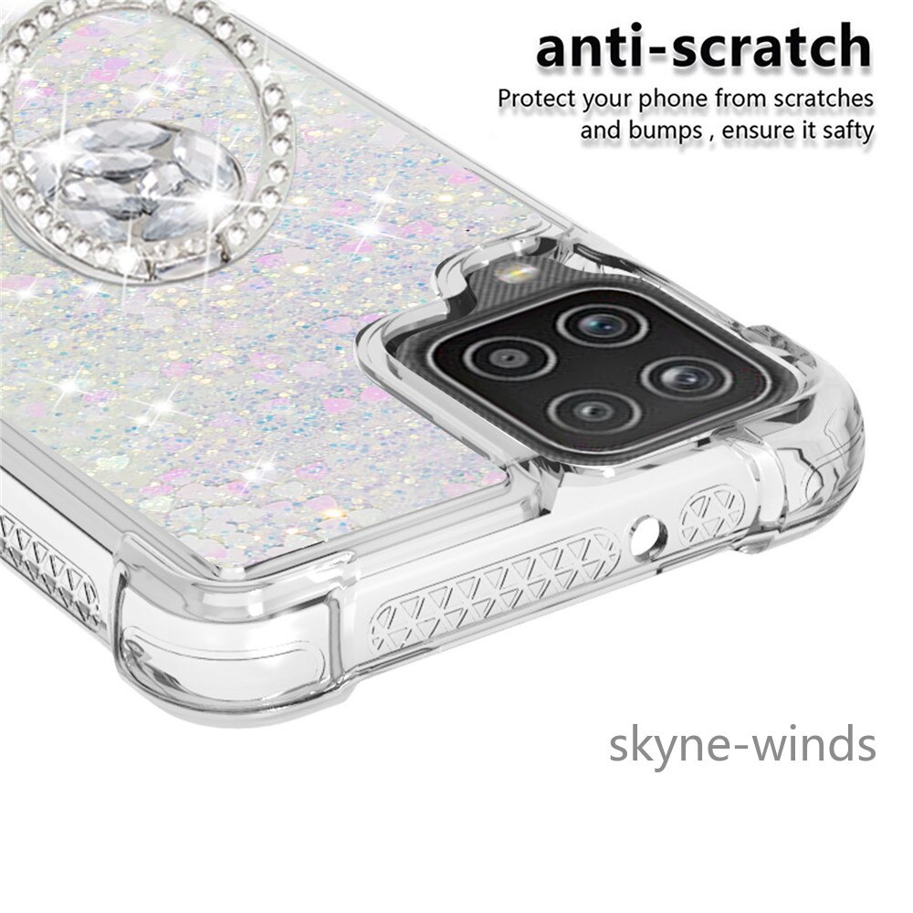 For Samsung Galaxy A 12 A12 A32 5G A52 4G 5G A72 4G 5G rhinestone ring buckle Anti-collision quicksand case cover coque casing