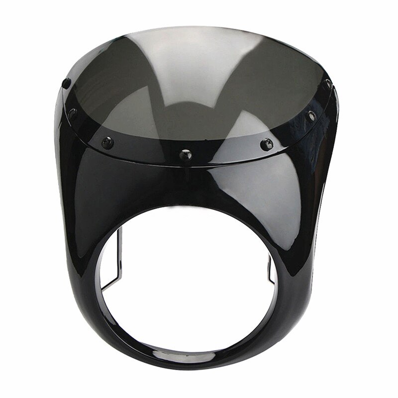 7 '' strålkastare retro cafe racer styr kåpa vindruta för harley touring cruiser chopper scooter offroad: Blank svart-svart