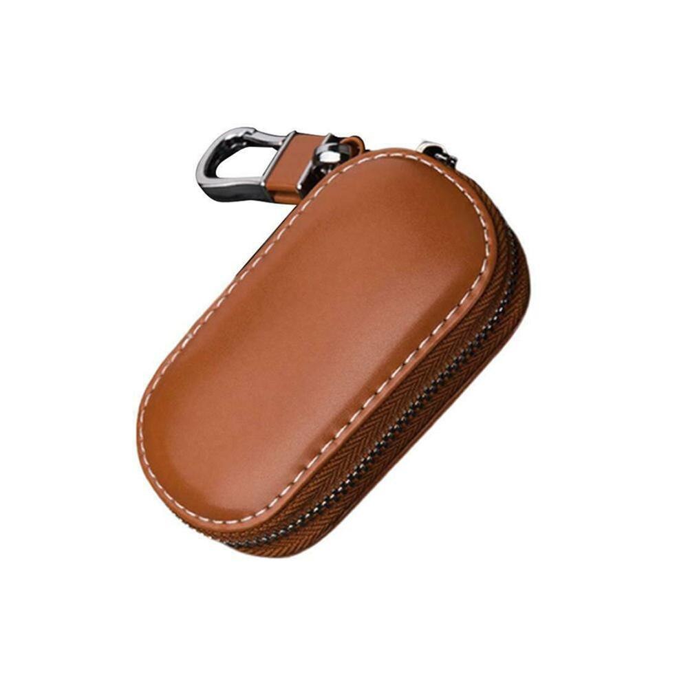 Key Case Multi-function Leather Key Case Car Key Bag Entry Key For Faraday Fob Key RFID Car Keyless Cage Pouch, Security H9Q6: Brown