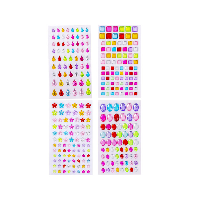1-6Sheets 3D Gem Acrylic Crystal Stickers Kids DIY Decoration Self Adhesive Jewel Crafts Sparkly Rhinestone Stickers Girls