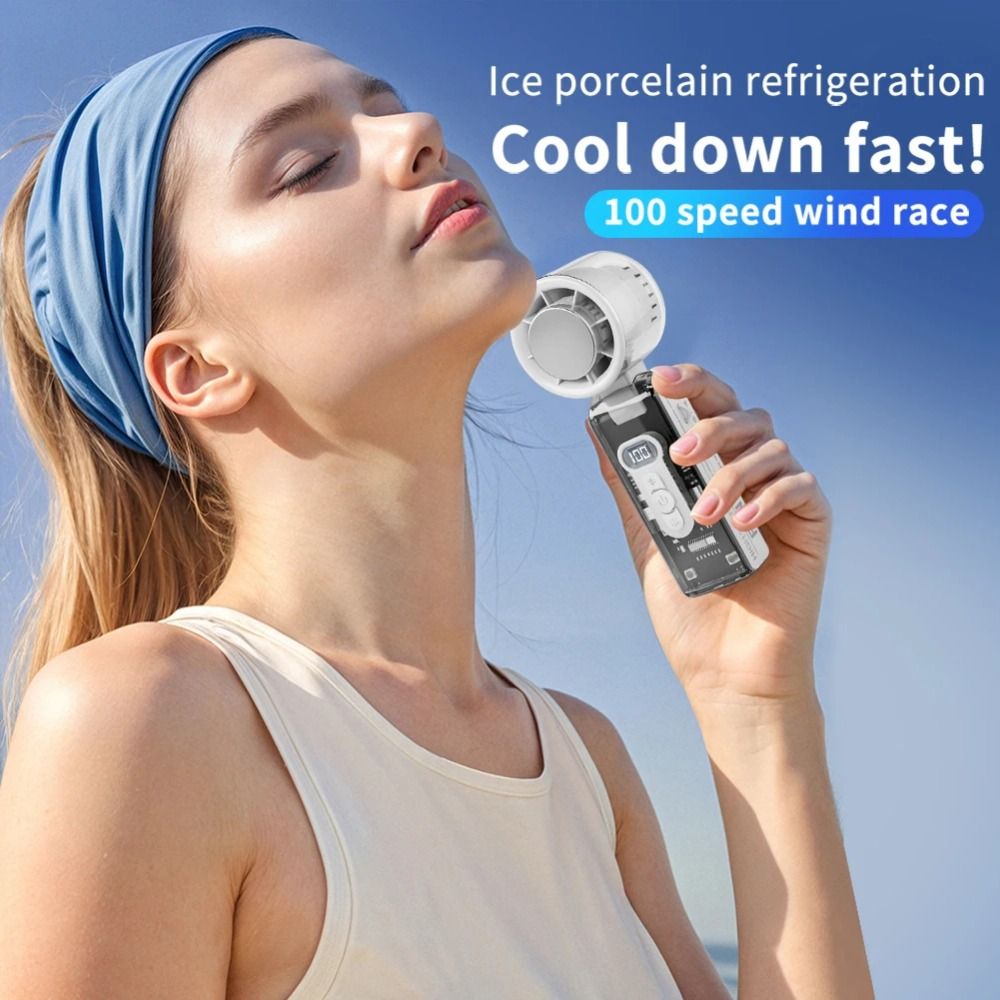 Opvouwbare persoonlijke koelventilator met 100 snelheden, draagbare mini-handventilator, usb-oplaadbaar, 3600 mah, opvouwbare reisventilator