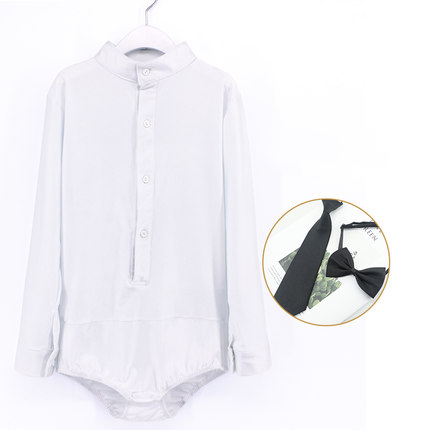 Chemise à manches longues noire, col , chemise de danse latine, pour garçons et adultes, vêtements à justaucorps, haut de danse: GD0003 / 150   150 to 160cm