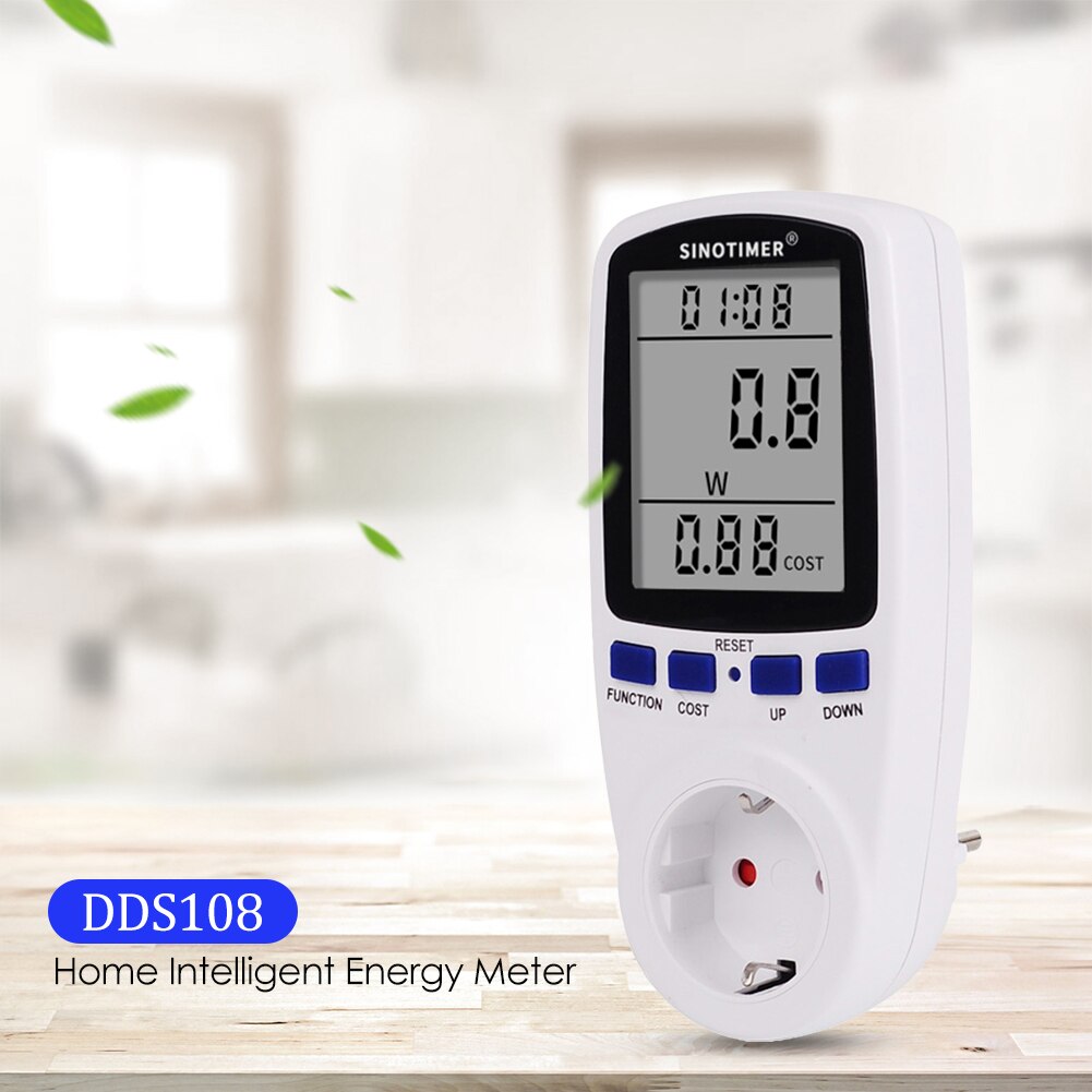 Intelligente Grote Lcd Display Huishoudelijke Stroomverbruik Energiemeter Elektriciteit Monitoring Socket Voltage Wattmeter