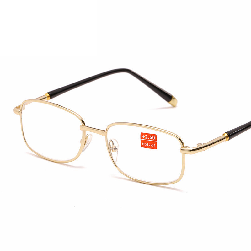 Gafas de lectura con montura de Metal para hombre y mujer, Lentes de vidrio óptico para presbicia, dioptrías de Unisex + 1,0 + 1,5 a + 4,0 sin funda