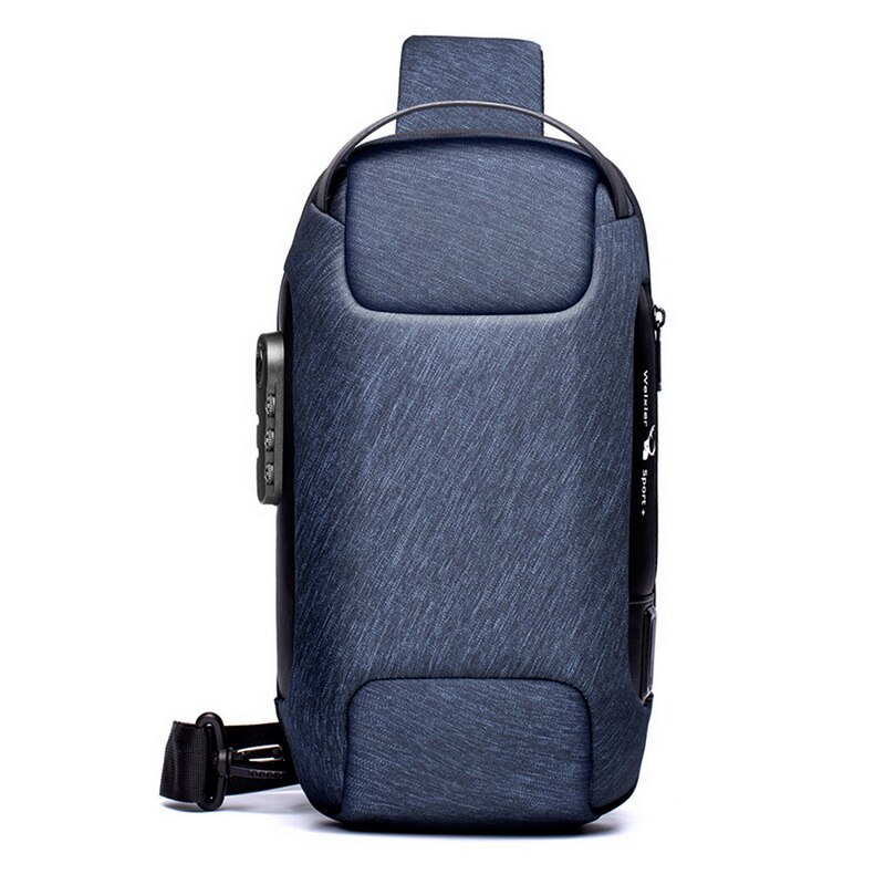 Menns vanntette oxford multifunksjonelle crossbody bag tyverisikring skuldervesker kort tur budbringer brystpose pakke til menn: Blå