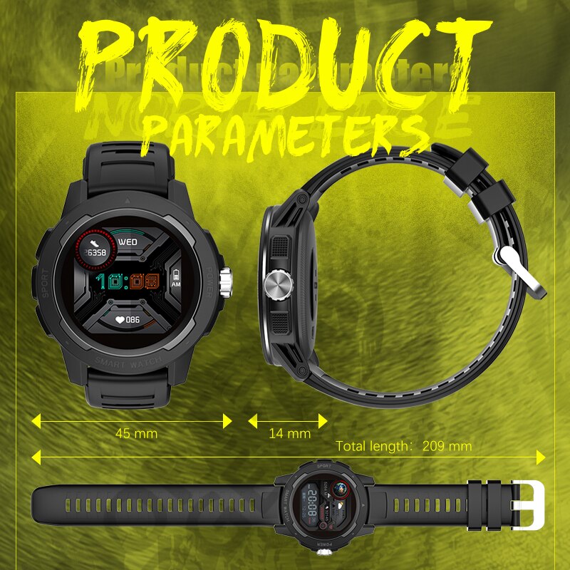 Noord Rand Mannen Digitale Horloge Mannen Mode Sport Horloges Volledige Touch Screen Hartslag Stappenteller Stopwatch IP68 Waterdichte Klok