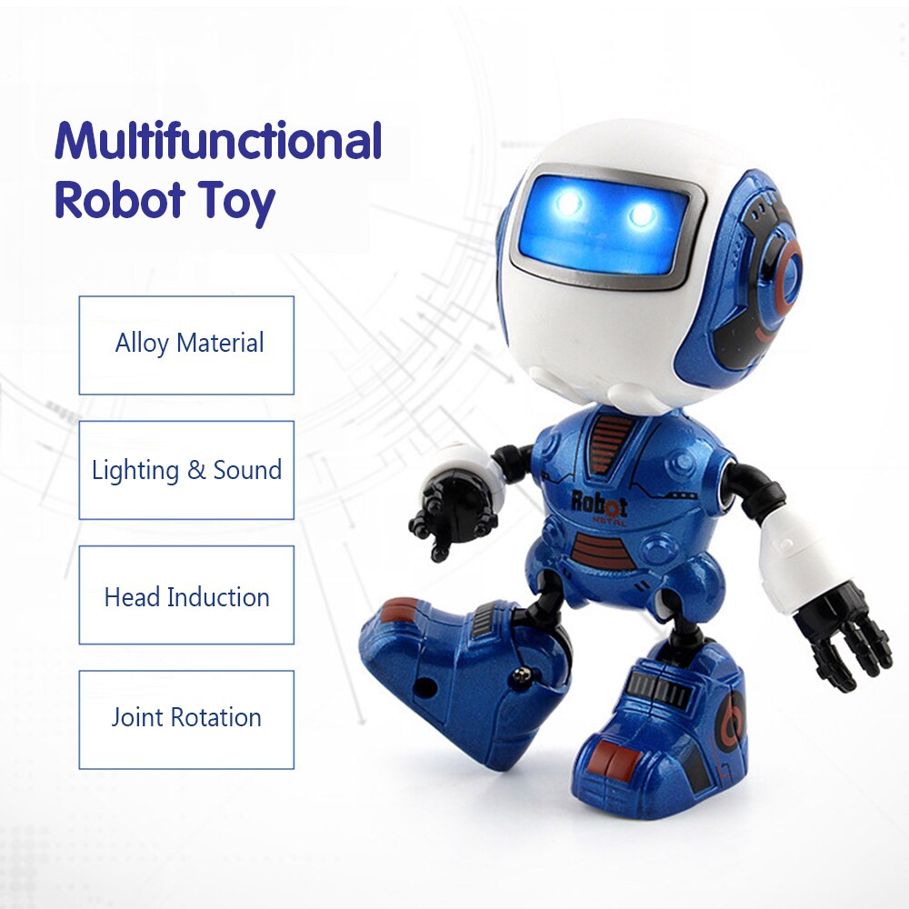 Induction Robot Alloy Body Lighting Effect Head Induction Joint Rotation Smart Robot Toy Perfect for Boys Kids Baby
