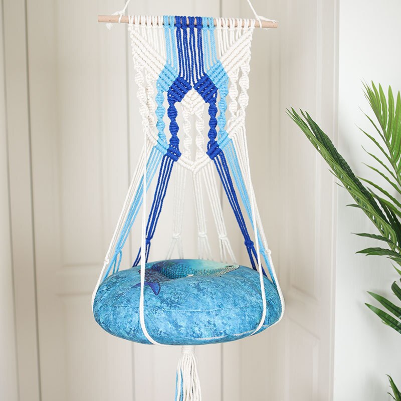 Merk handgeweven hangmand katoen huisdier nest kat hond hangmat draad speelgoed schommel bohemian wandhanger macramé