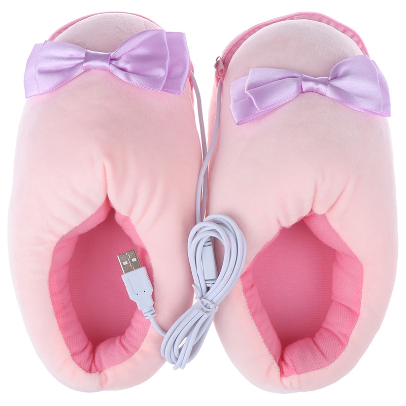 Chaussons chauffants usb pratiques, sûrs et fiables, en peluche, chauffants électriques, en forme de lapins mignons pour filles