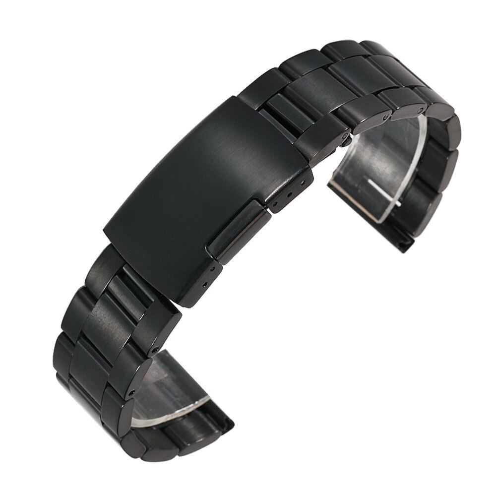 DAHASE Stainless Steel 18mm 20mm 22mm 24mm 26mm 28mm 30mm Watch Band Solid Classic General Metal Strap Watchband Belt OL3Z: Black / 18mm