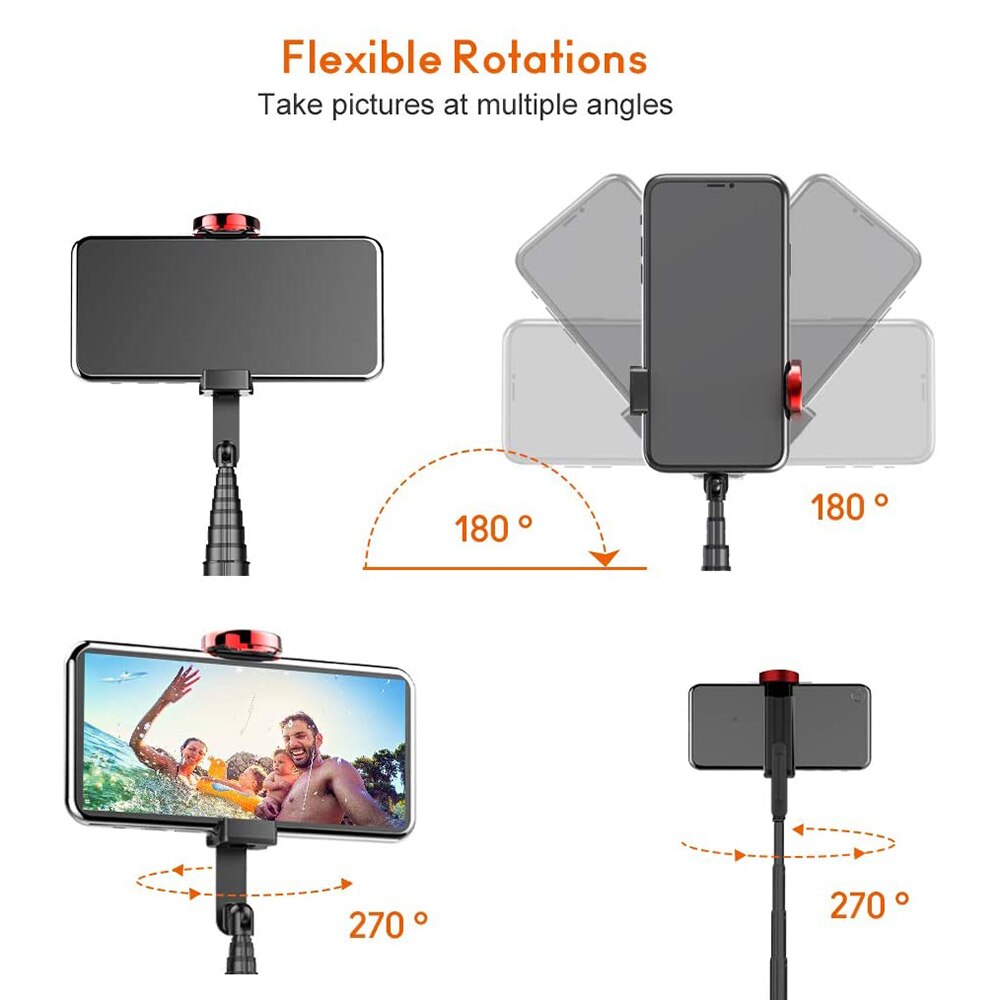 Selfie Stick Tripod - 80cm Extendable - Bluetooth Remote - for iPhone & Android Smartphones