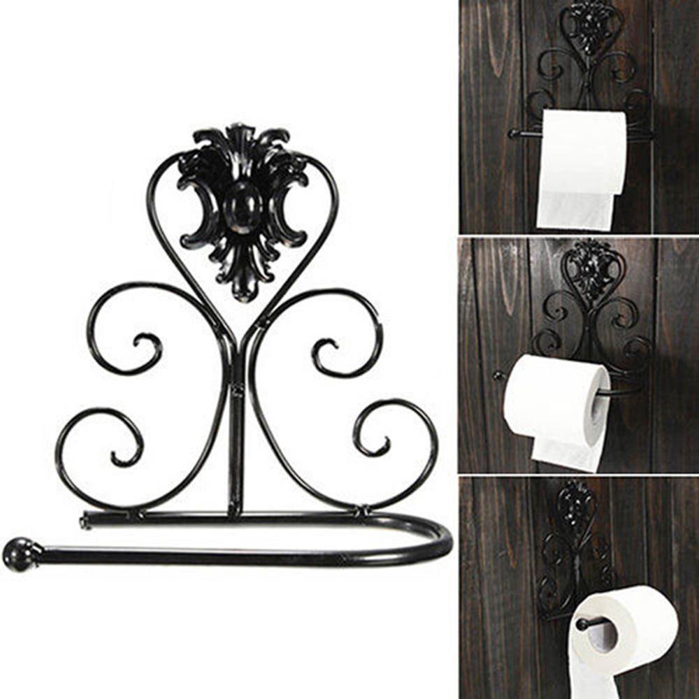 Soporte de papel higiénico para baño de hierro forjado retro Portarrollos de papel soporte de papel de pared para baño decoraciones de baño bandeja de papel higiénico