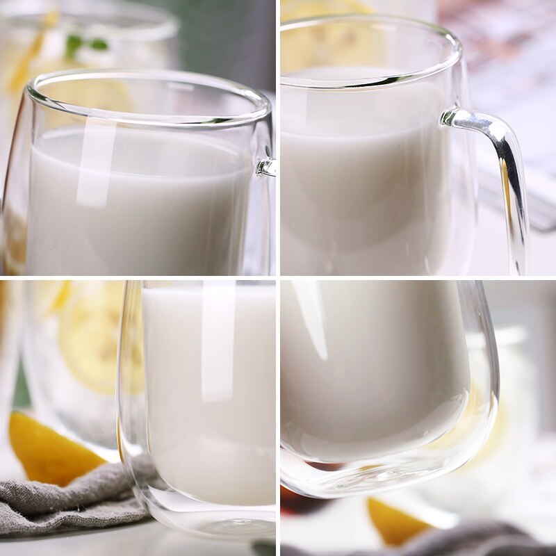 Heat Resistant Double Wall Glass Cup Coffee Mug Double Layer Reusable Carafe For Juice Milk Tea Beer Wine Beverage Latte Dessert