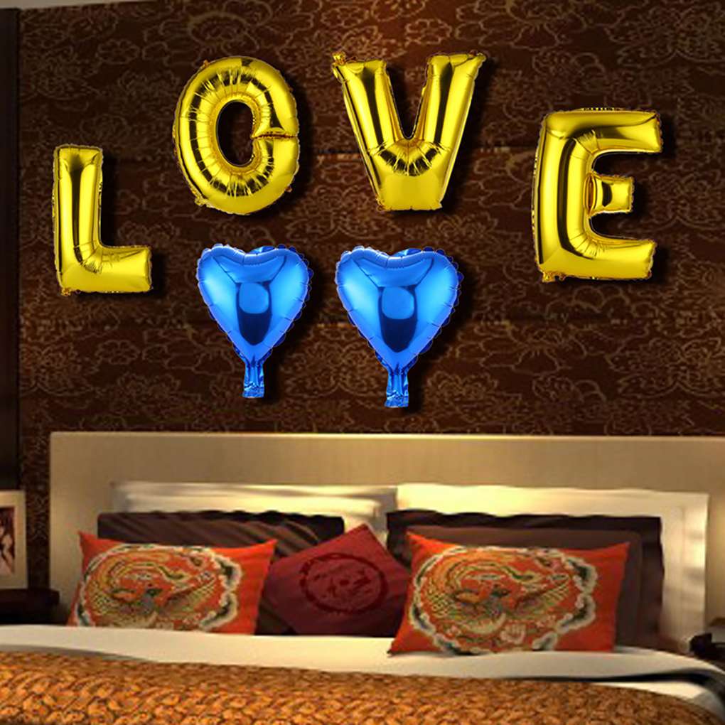 6 stk kærlighedsbogstavkombination aluminiumfilm hjerteformet ballon hjem bryllup valentinsdag fest dekorationsforsyninger
