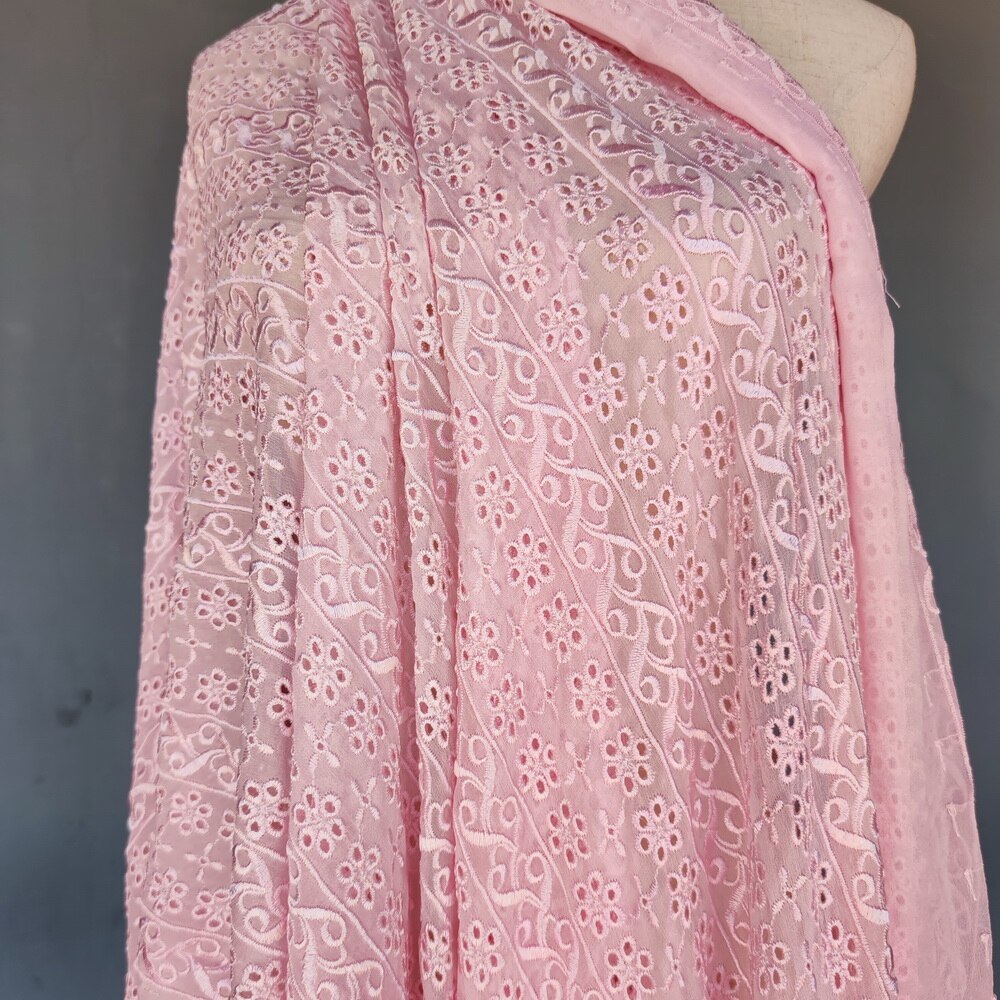 pink Lace Color silk Pure Silk Evening Dress Wedding 100% Silk Fabirc Silk chiffon embroidery