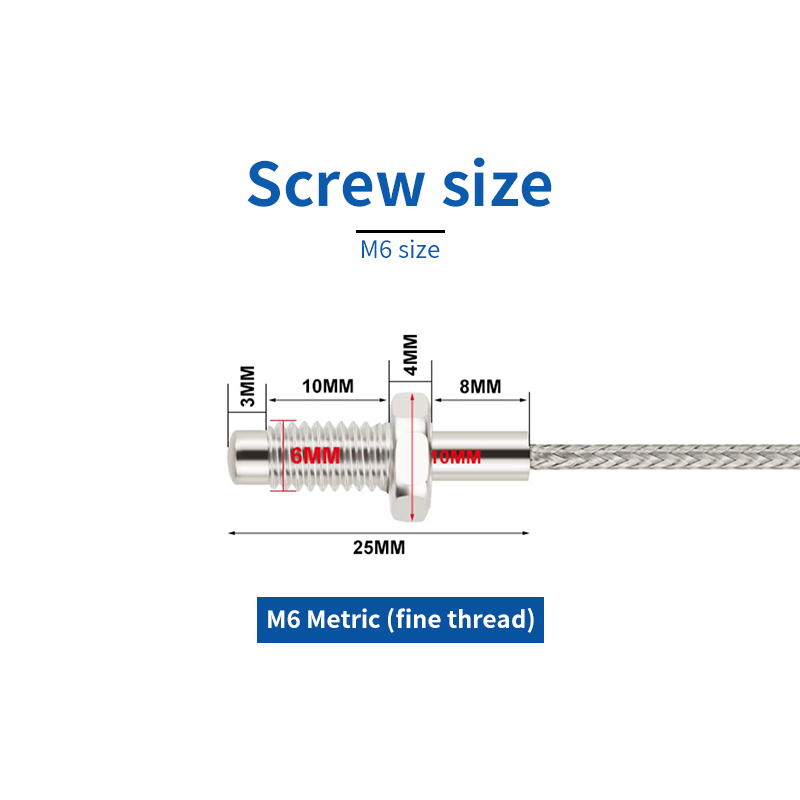 Rosca termopar M6 tornillo tipo K 1/2/3/4/5M sensor de sonda sensor de temperatura 0-400 ° Controlador de temperatura C
