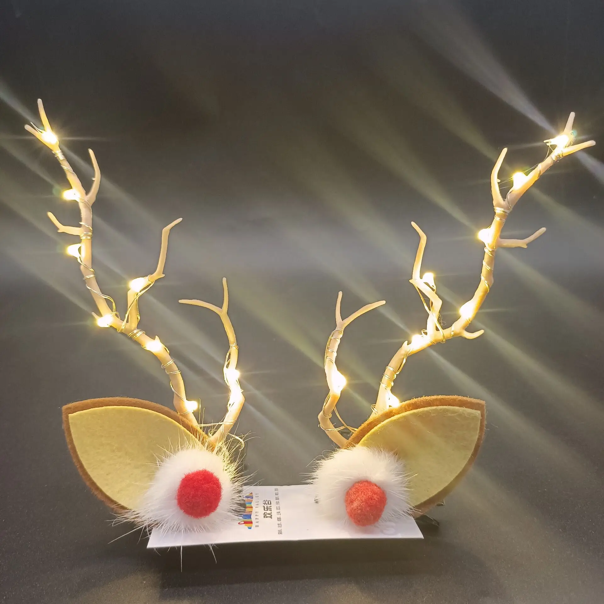 Pinzas para el pelo con luz LED, horquillas de Navidad con astas de reno, tocado para , niña, niño, Adulto, Festival de boda, 10 pares: Amarillo claro