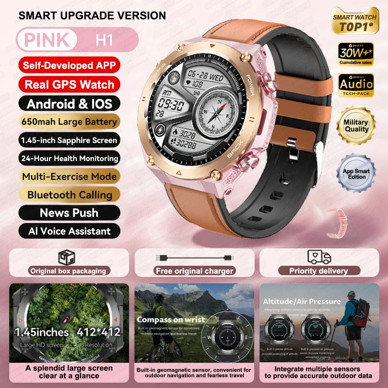 Para xiaomiimilitar certificação gps smartwatch 1.43 ''tela amoled bússola barômetro ip68 à prova dip68 água esportes pulseira de fitness: CINZA