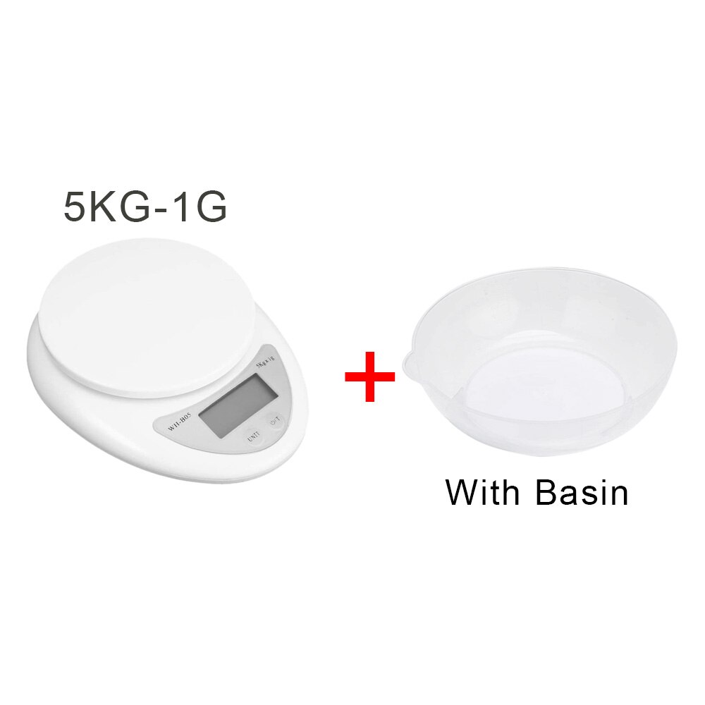 Electronic Digital Scale 5KG 1KG 0.1G LCD Monitor Electronic Kitchen Scale Mini Precision Scale Food Scale for Food Balance: 5kg-1g with basin