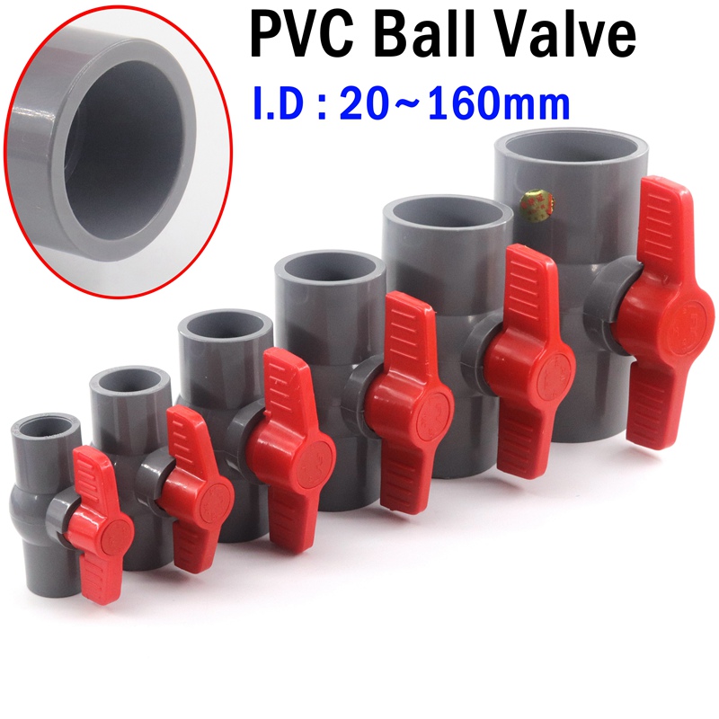 I.D 20~110mm PVC Ball Valve Garden Irrigation Pipe Fittings Plastic Tube Joint Aquarium Water Fittings Ball Valve Connector