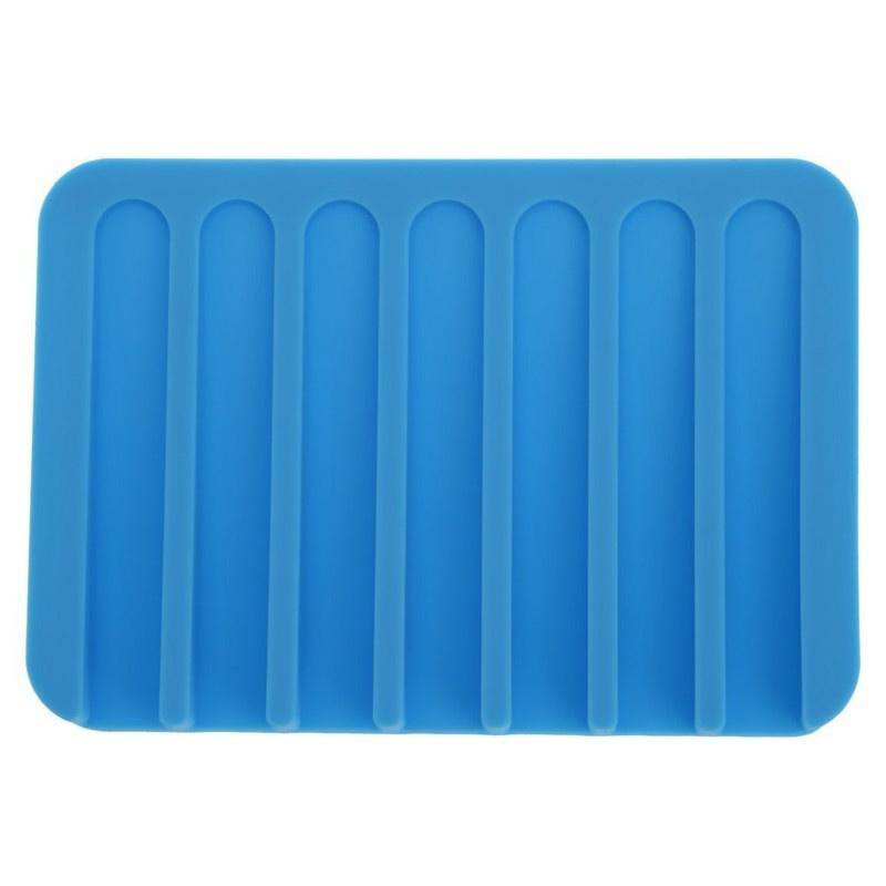 Badeværelse silikone fleksibel sæbeskål opbevaringsholder sæbeboks plade bakke afløb badeværktøj 4 farver: Blå