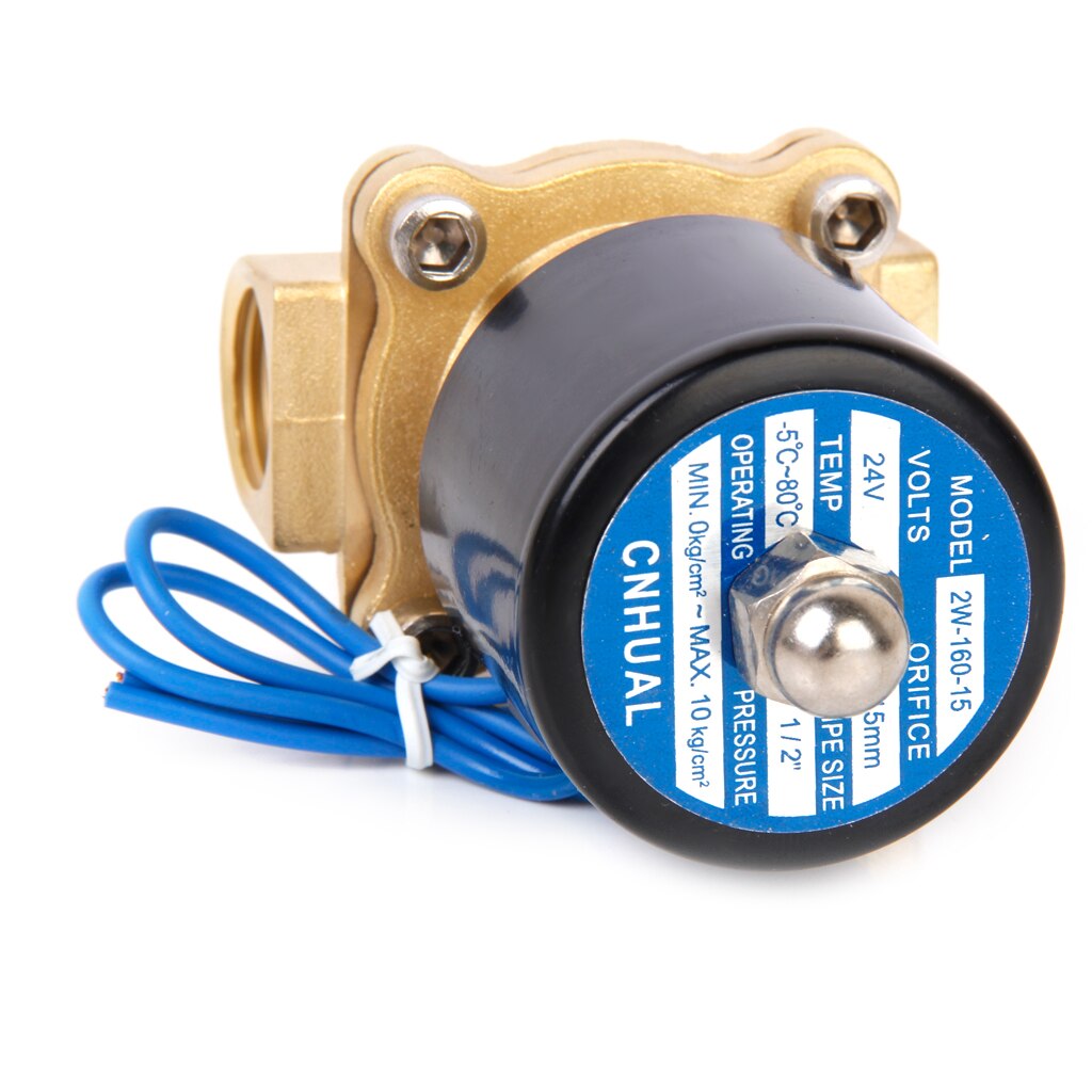 24V DC 1/2" Brass Electric Solenoid Valve Water Air Fuels Gas Normal Closed