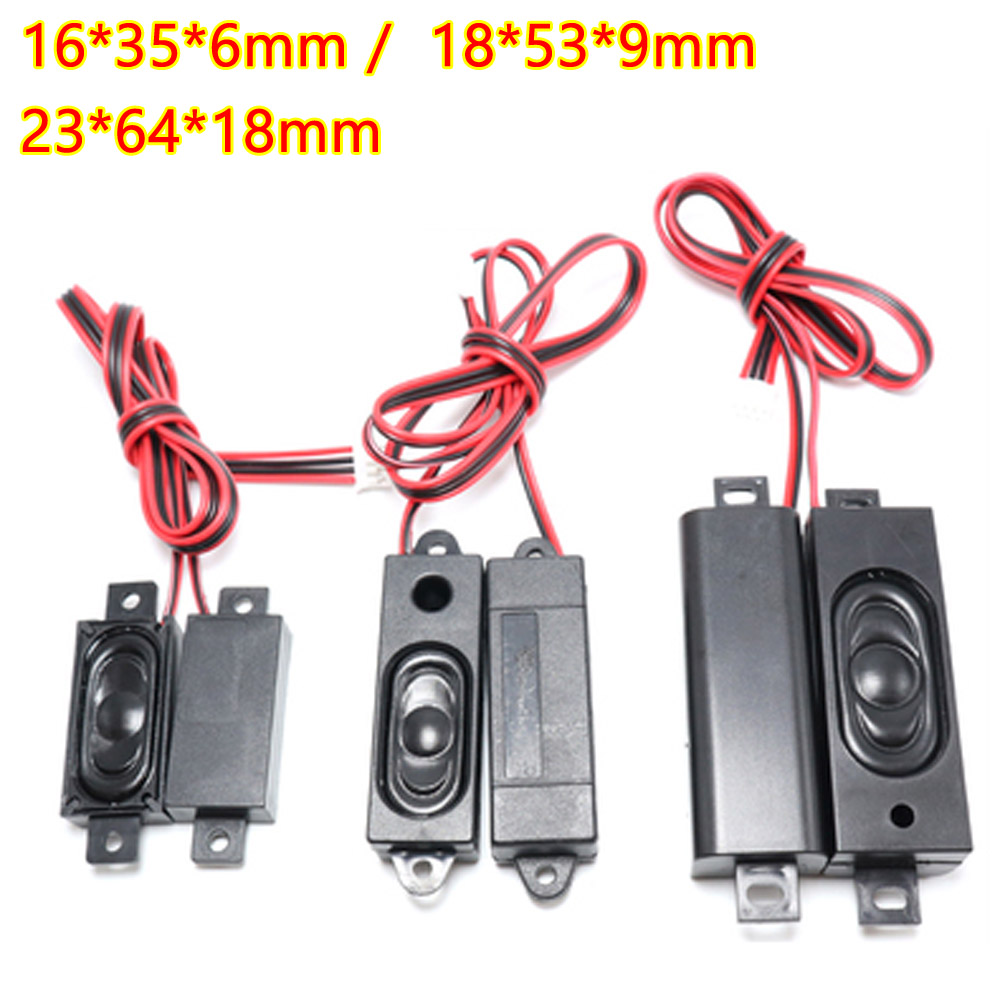 1 stk. 16*35*6mm/18*53*9mm/23*64*18mm lcd-skjerm/tv-høyttalerkontakt horn 2w 8r 1853 1635 2364 høyttalertykkelse 18mm