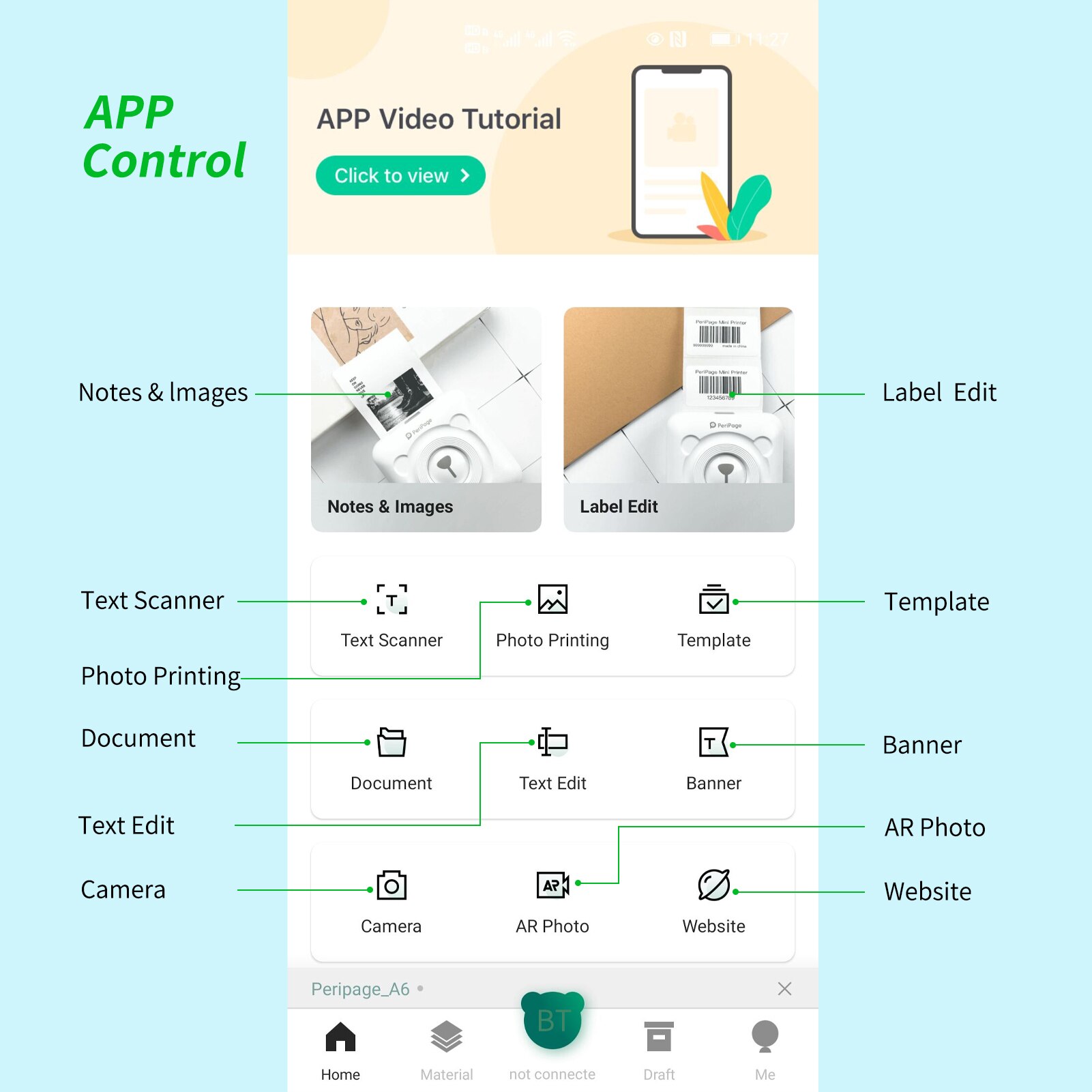 Peripage A6 304Dpi Mini Foto Bluetooth Printer Pocket Photo Printer Marker Voor Mobiele Telefoon Android En Ios Printer papier