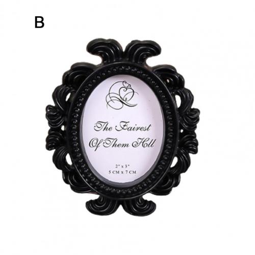 Retro Floral Photo Frame Elliptical Desktop Picture Frame Ornament Small Baroque Photo Holder Photo Prop Wedding Home Decor: Blue