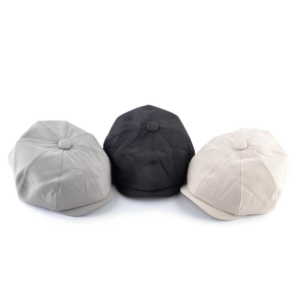 Gorra de newsboy para hombre y mujer, gorro plano de estilo vintage, gatsby, octogonal, color negro, para otoño