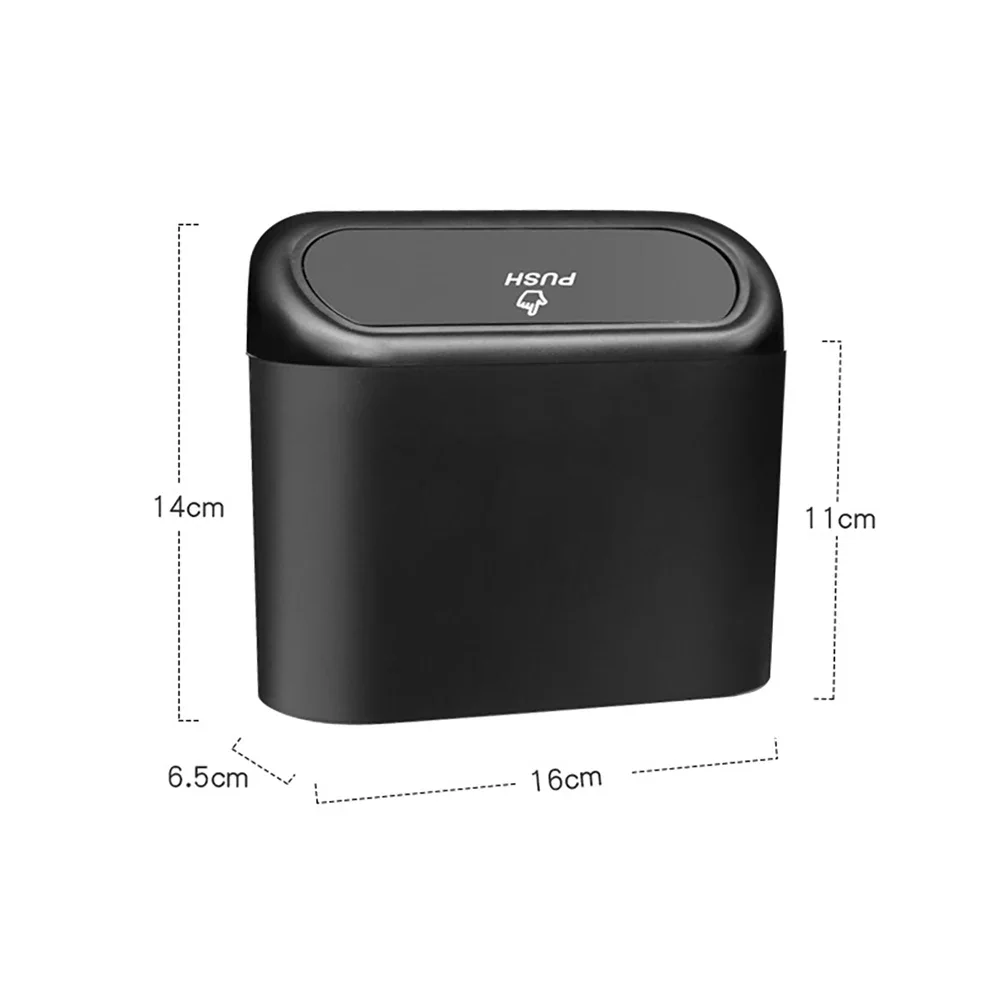 Cubo de basura para coche, cubo de basura colgante, caja de basura dura de presión ABS con tapa, organizador de fila trasera plegable multifuncional Universal