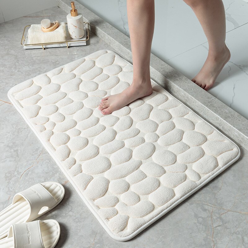 Stone Pattern Doormat Bathroom Cobblestone Embossed Mat Stone Pattern Sh... – Vicedeal
