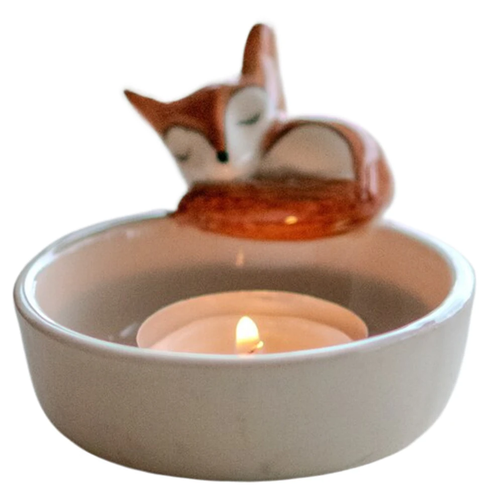 Chat/chien/lapin/renard Animal bougeoir pattes chauffantes bougeoir mignon chandelier support de lampe dessin animé pour les amoureux des animaux: YELLOW
